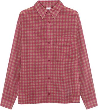 Won Hundred Mason Check Shirt - Heren - Casual Overhemden - Rood - S - Wol - Overhemden