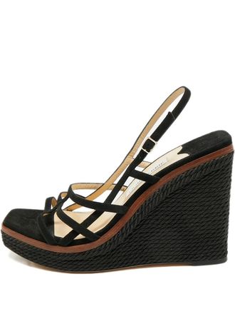 Jimmy Choo London caged suede wedge sandals - women - Calf Suede/Calf Leather/Calf Leather - 41 - Black