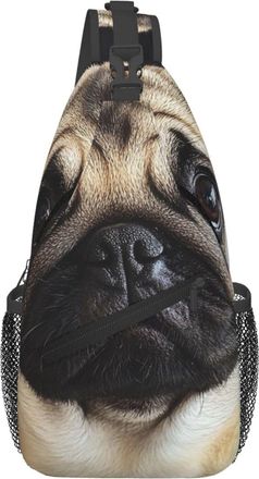 Generic Cute Pug Dog Sling Bag With Zipper Cross Body Bag Lightweight Backpack For Casual Workout Women