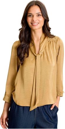 In Front Blouse - Dames - Blouses - Bruin - M - Overhemden