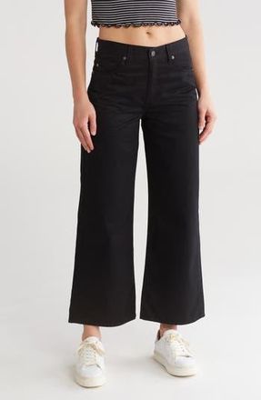 AG - Adriano Goldschmied Saige High Waist Crop Wide Leg Jeans in Super Black at Nordstrom Rack, Size 25