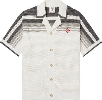 Casablanca Tennis Crochet Shirt - Heren - Overhemden - Wit - Maat: L Katoen