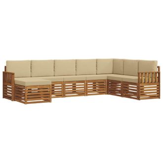 vidaXL Conjunto De Sof&aacute;s De Exterior Con Coj&iacute;n 8 Pcs Natural Y Beige Vidaxl