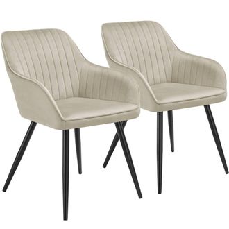 TecTake Dining Chair Marilyn Set Of 2 - Cream/Black in Cream | Size: 2 Pack