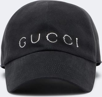 Gucci Embellished logo cotton-blend baseball cap