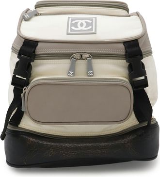 Chanel Black Gray Ivory Nylon Rubber Leather Backpack (Pre-Owned)
