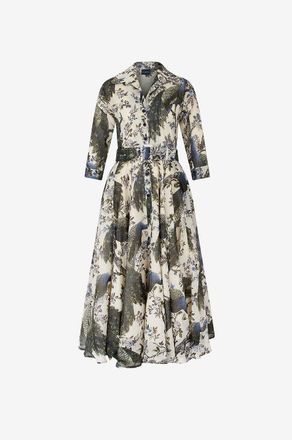 Samantha Sung Aster Belvedere Peacock Midi-Hemdkleid aus Wolle