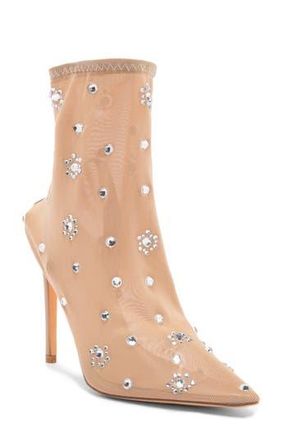 Azalea Wang Koen Mesh Bootie in Beige at Nordstrom Rack, Size 6.5