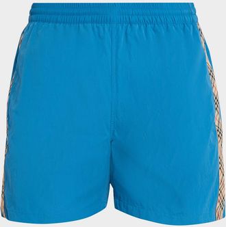 Burberry Men & apos;s Check-Trim Nylon Swim Trunks