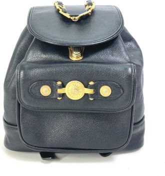 Versace Black Leather Backpack (Pre-Owned)