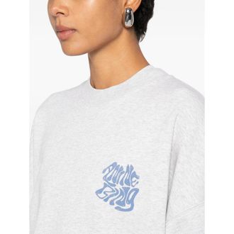 Anine Bing Cotton Logo-Embroidered Sweatshirt - Grey