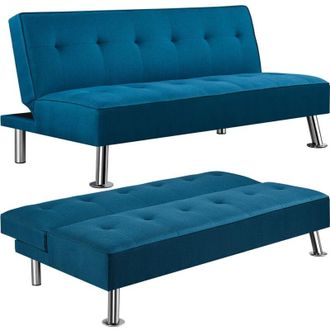Yaheetech Yaheetech Divano Letto Reclinabile Convertibile in Letto 105&deg; - 180&deg; da Soggiorno Salotto Tessuto/Blu Acqua