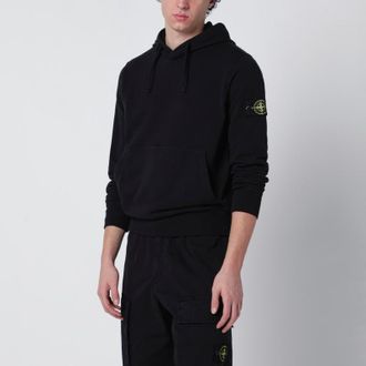 Stone Island Black cotton hoodie