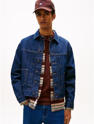 Tommy Hilfiger Mens Tommy Jeans Pleated Denim Jacket - Blue - XXL