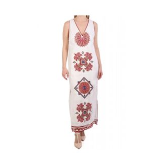 Farm Rio Midi Jurk - Dames - Maxi kleedjes - Beige - M - Katoen - Kleedjes