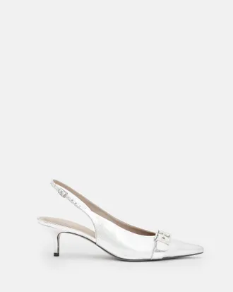 AllSaints Selina Slingback Leather Kitten Heels