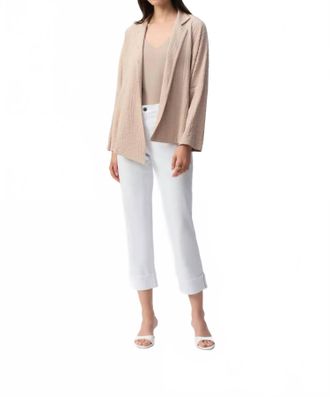 Joseph Ribkoff Notched Collared Textured Woven Asymmetrical Jacket In Parchment