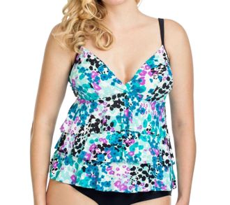 It Figures! Sunny Delight Triple Tier Tankini Top In Blue