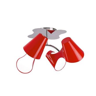 Netlighting Ora Ceiling 2 Arm 4 Light E27 Gloss Red White Acrylic Polished Chrome
