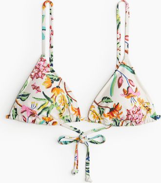 H&M Wattiertes Triangel-Bikinitop - White