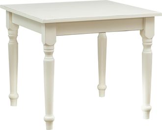 Biscottini International Mesa Country De Madera Maciza De Tilo Acabado Con Efecto Blanco Envejecido 90x90x78 Cm