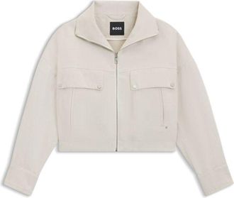 BOSS Relaxed-fit blazer in cotton-linen twill