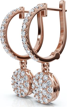 Pompeii3 3/4Ct Drop Dangle Hoop Earrings 14k Gold Lab Grown EF/VS