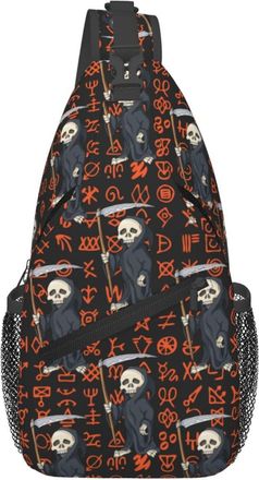 Generic Halloween Skeletons Sickle Special Symbols Cross Body Bag Anti Theft Chest Bag Trendy Crossbody Bags For Outdoors Traveling Camping