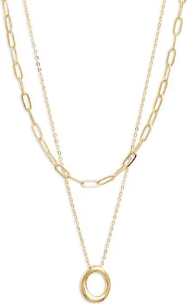Nordstrom Demi Fine Paper Clip Pendant Necklace in 14K Gold Plated at Nordstrom