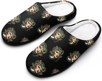 Generic Medusa Green Snakes Cotton Slippers for Women Indoor Outdoor Slipper Slip-On Memory Foam Home Shoes