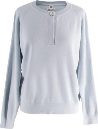 Herm&egrave;s Herm&egrave;s Pale Blue Silk and Cashmere Blend Knit Sweater Size S