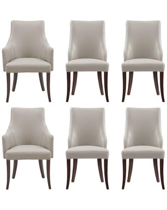 Manhattan Comfort 6Pc Connie Leatherette & Velvet Dining Chair & Arm Chair Set