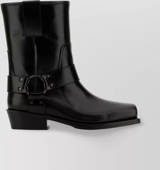 Valentino Garavani leather rockstud biker ankle boots