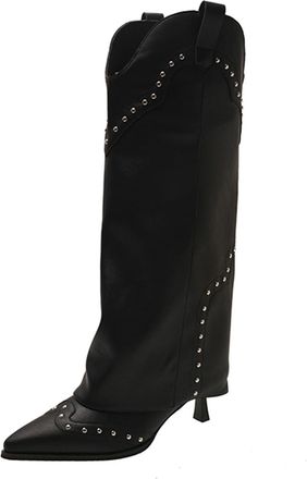 Generic Black Ladies Winter Boots with Pointed Toe and High Heel Fashionable for Daily Adventures and Relaxation