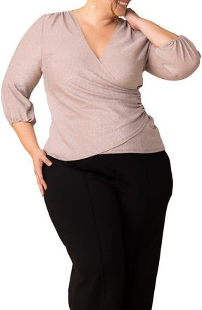 Kiyonna Celeste Faux Wrap Top in Prosecco at Nordstrom, Size 3X
