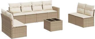 vidaXL Set De Sof&aacute;s De Jard&iacute;n 9 Pzas Con Cojines Rat&aacute;n Sint&eacute;tico Beige Vidaxl