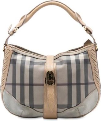 Burberry Pre-owned Shoulder Bags, female, Gray, Size: ONE SIZE Pre-owned Fabric Shoulder Bag