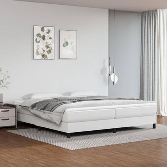 vidaXL Vidaxl - Cama Box Spring Con Colch&oacute;n Cuero Sint&eacute;tico Blanco 200x200 Cm