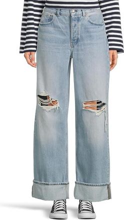 Madewell Low Slung Baggy With Rips In Hallstead Wash Womens Jeans Hallstead Wash : 33 31, Cotton/Denim
