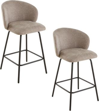 Calicosy Lote de 2 taburetes en tejido jaspeado con patas de metal - SORREL