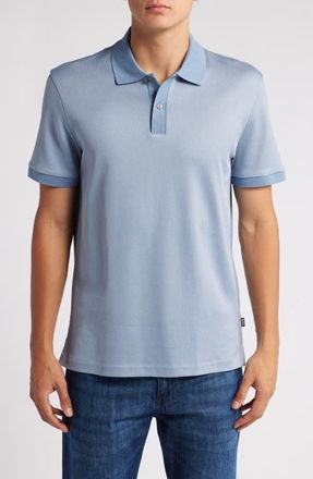 BOSS Parlay Cotton Piqu&eacute; Polo in Open Blue at Nordstrom, Size Medium