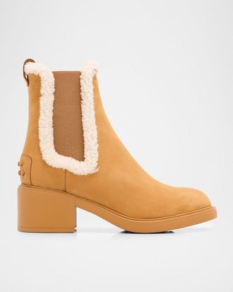 Tod's Gomma Shearling-Lined Suede Chelsea Boots