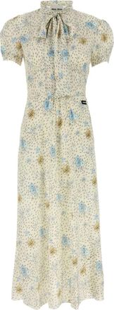 Miu Miu Abito midi a fiori - Toni neutri