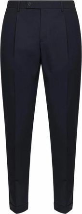D4.0 Pleat Broeken - Heren - Slim Fit Broeken - Blauw - L - Katoen - Broeken