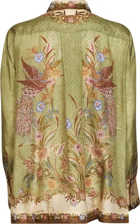 Zimmermann Womens Relaxed Silk Shirt Indra Khaki Multicolour