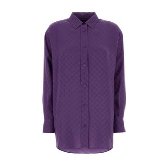 Gucci GG Jacquard Shirt - female - Gucci - Shirts - Purple - XS - Blouses & Shirts