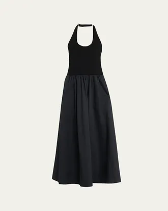 St.Agni Gathered Halter Maxi Dress