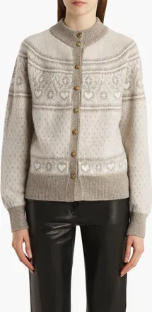 Khaite Marc Fair Isle Cashmere Cardigan in Ecru Multi at Nordstrom, Size X-Large
