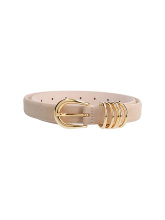D&eacute;hanche Beige Adjustable Gold Buckle Leather Belt