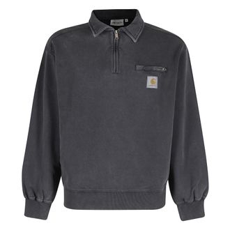 Carhartt Work in Progress Carhartt Wip, Zip-throughs, male, Black, Size: S Half Zip Detroit Sweatshirt